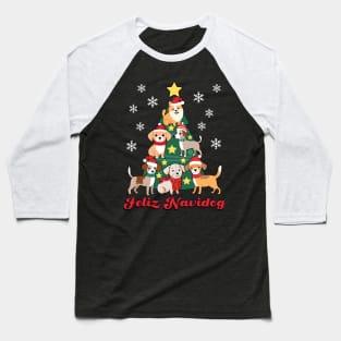 Feliz Navidog Dog Christmas Tree Funny Dog Lover Navidad Gift Baseball T-Shirt